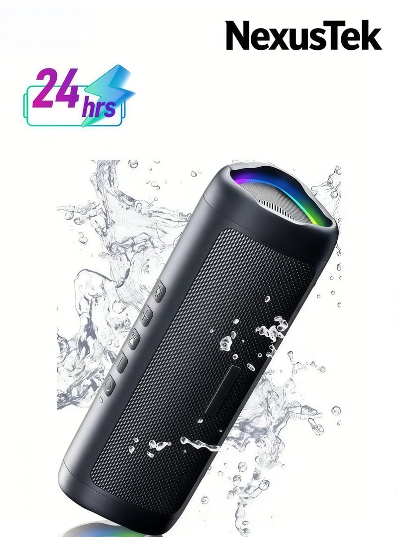 NexusTek Portable Bluetooth Speaker | IPX5 Waterproof, HD Sound, 24H Playtime, TWS Pairing, BT 5.3, Multi-Color Lights, Wireless Speaker for Home, Party, Outdoor, Beach, Electronic Gift - Image 1